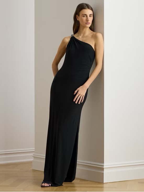 Ralph Lauren Dresses & Skirts - Ralph Lauren One-Shoulder Black Evening Gown With Slit